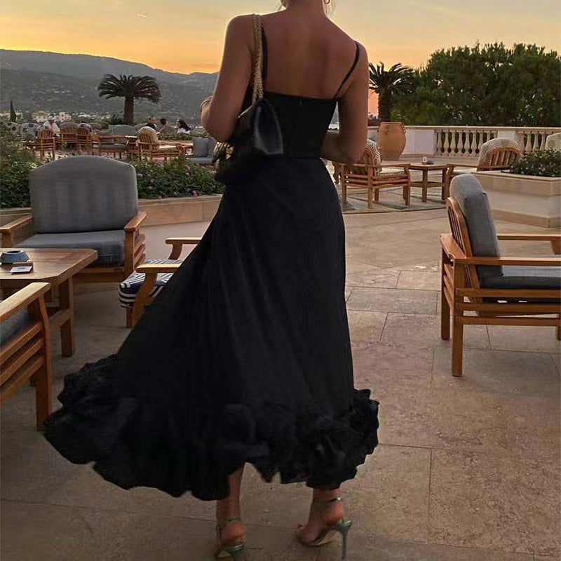 Elegant Ruched Hem Midi Dress - Chiccharm