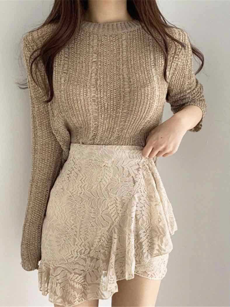 Cut-out Knitted Loose Sweater