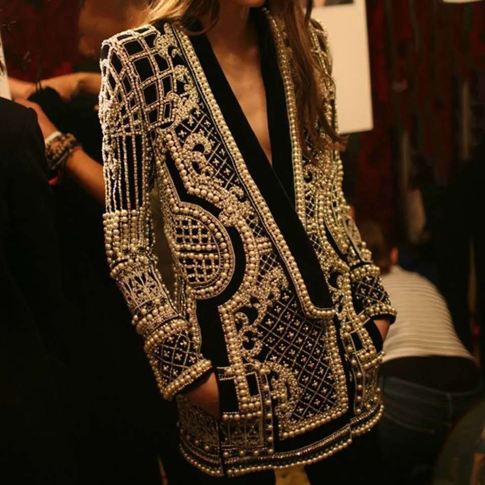Pearl-Embellished Statement Blazer Dress - Chiccharm