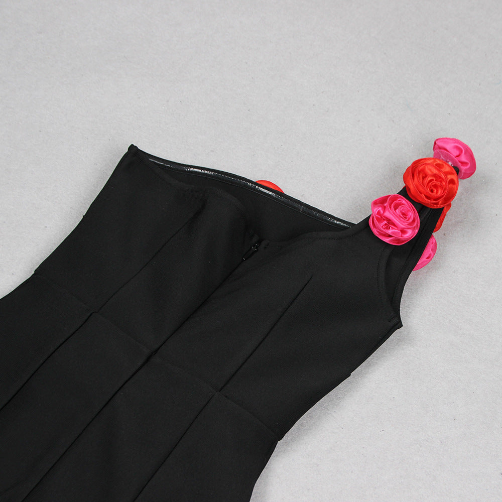 Rose Cascade Illusion Dress