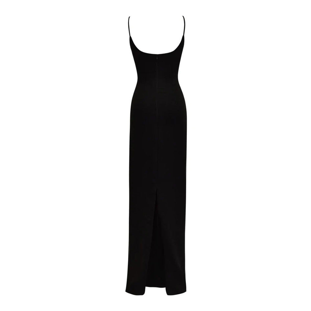 Floral-appliqué maxi dress