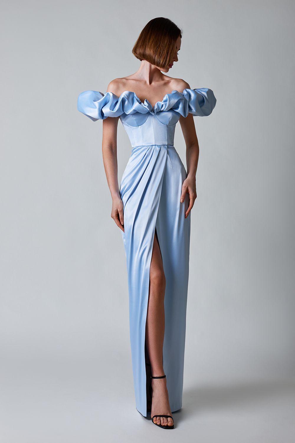 Sleek Off-Shoulder Ruffle Gown - Chiccharm