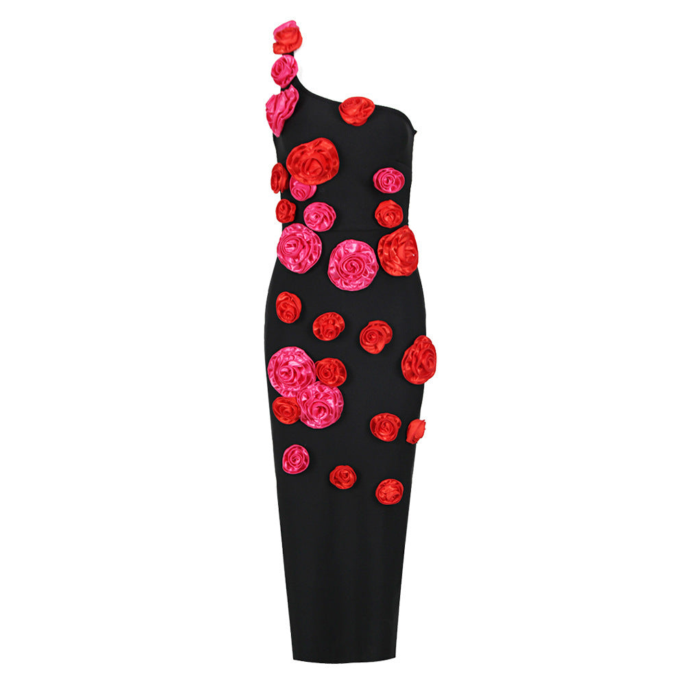 Rose Cascade Illusion Dress