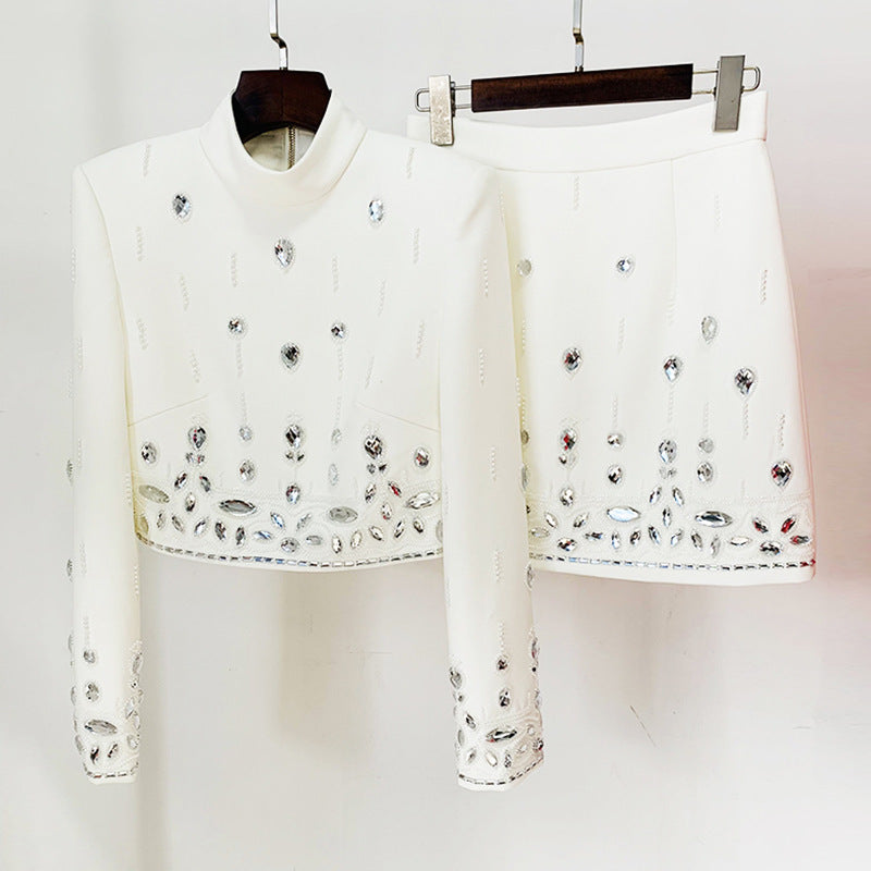 Diamond Inlaid Co-Ord Set with Mini Skirt