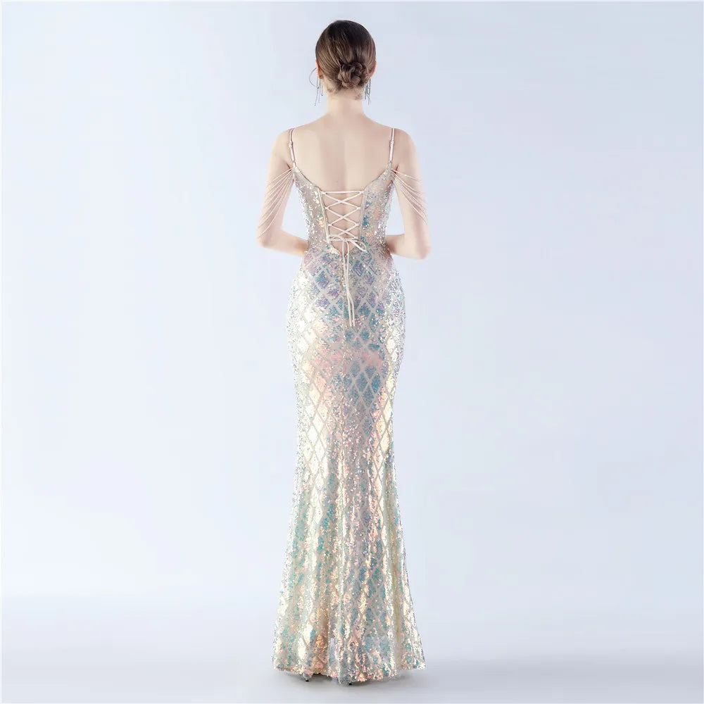 Fishbone Ratchet Sequin Dress