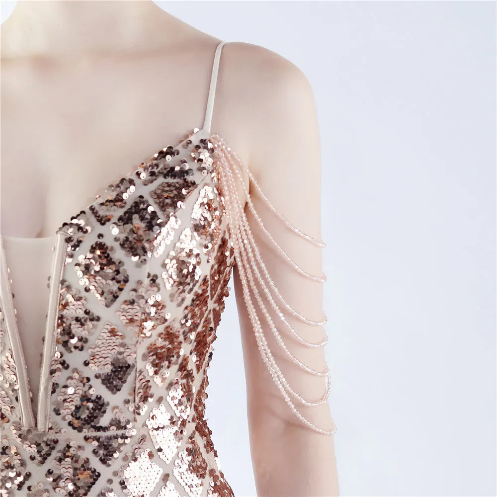 Fishbone Ratchet Sequin Dress