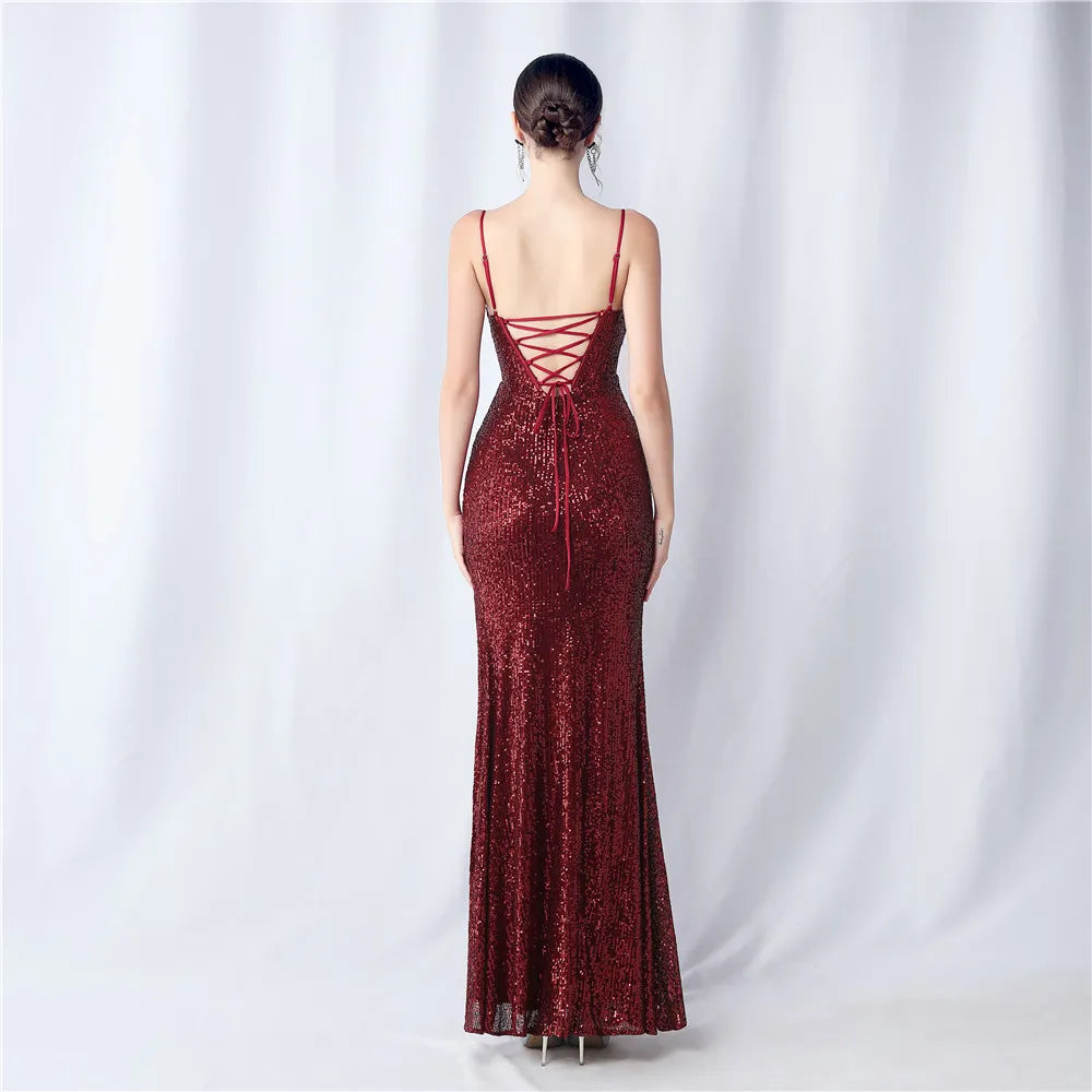 Sequin Side Slit Long Camisole