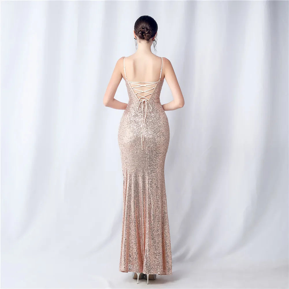 Sequin Side Slit Long Camisole