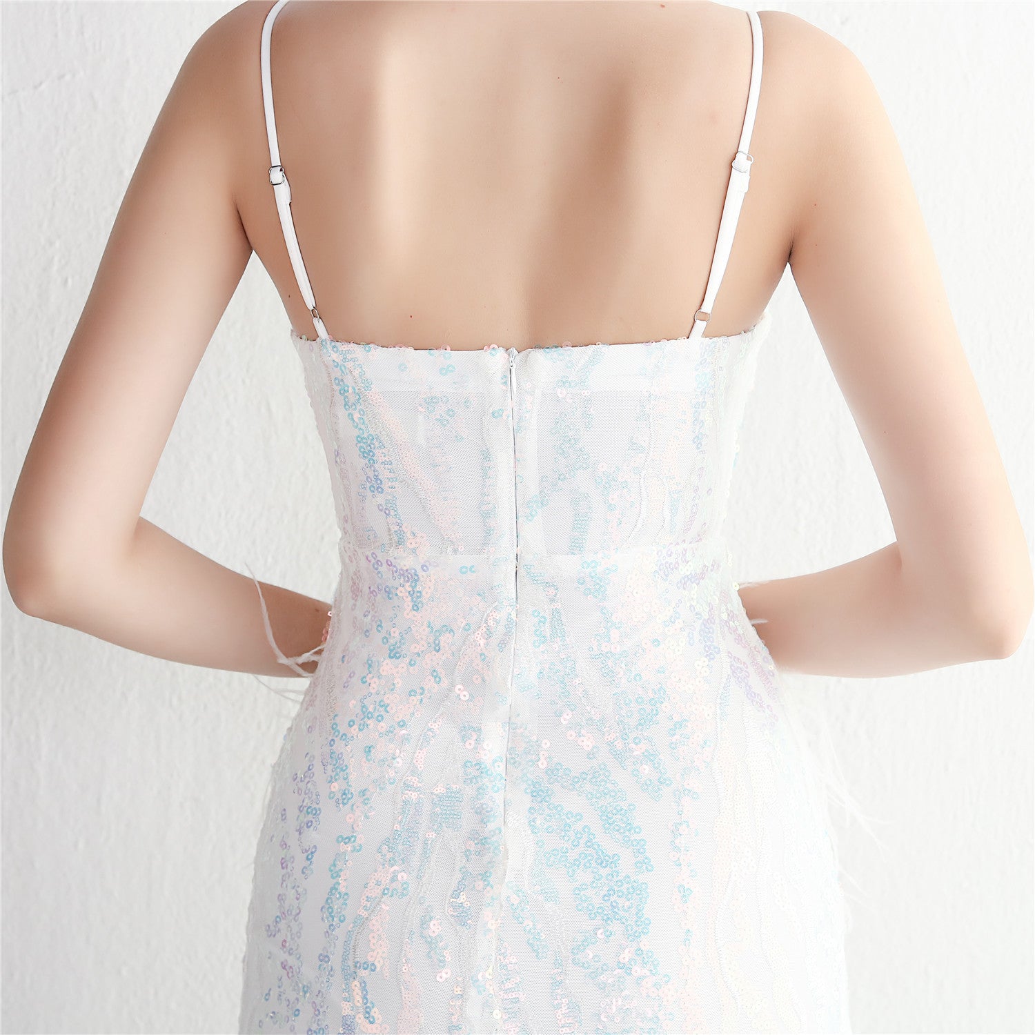 Luxe Plumage Sequin Gown