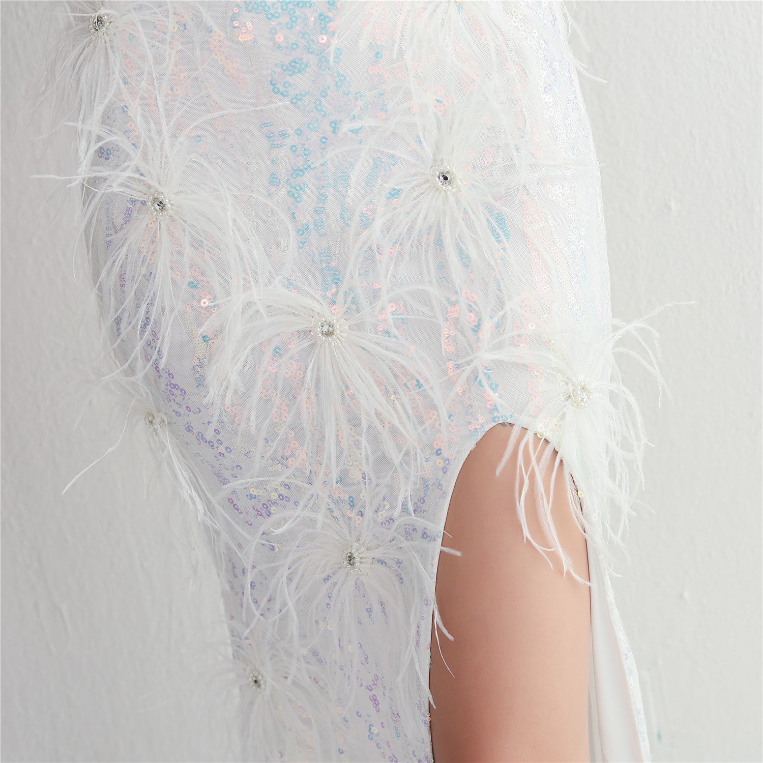 Luxe Plumage Sequin Gown