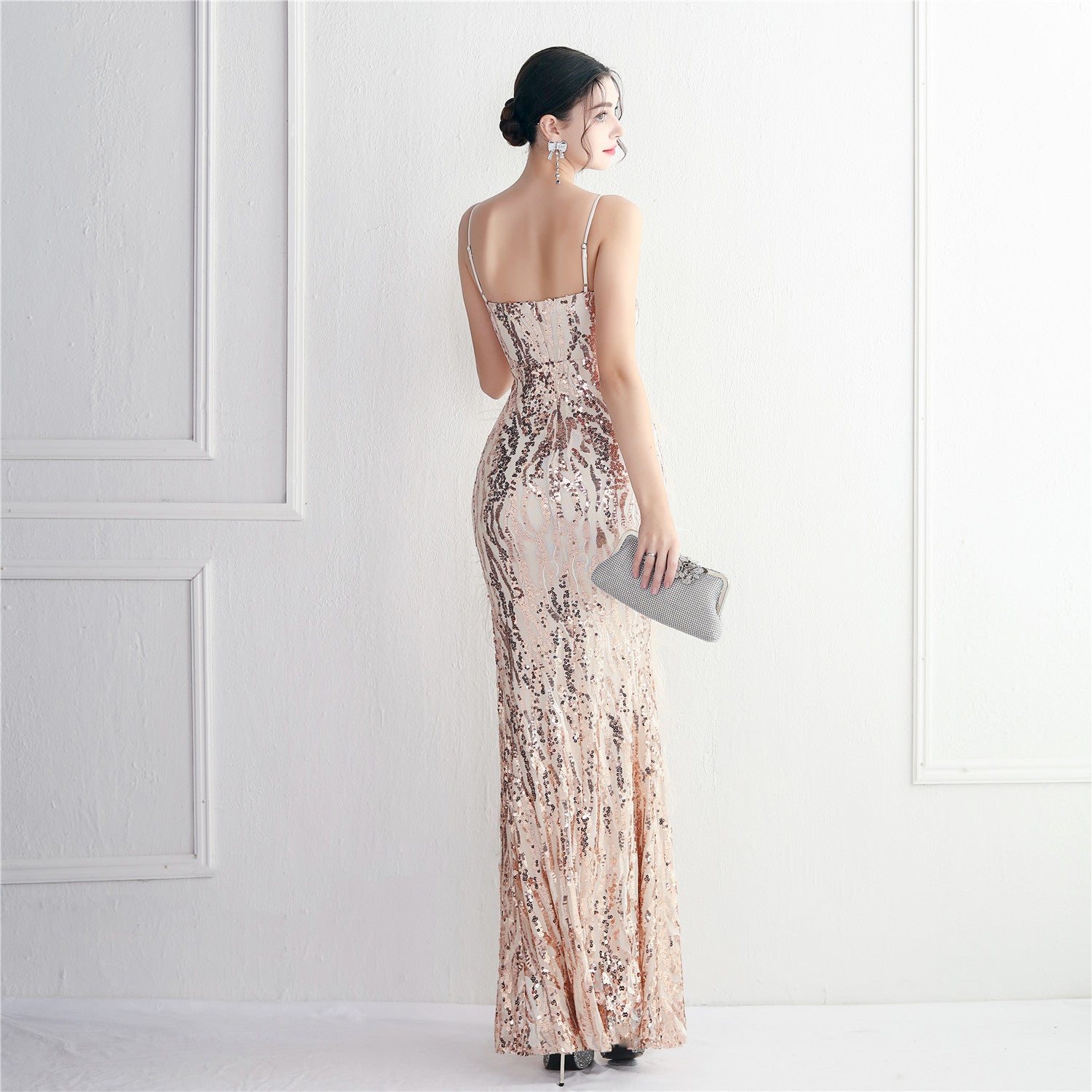 Luxe Plumage Sequin Gown