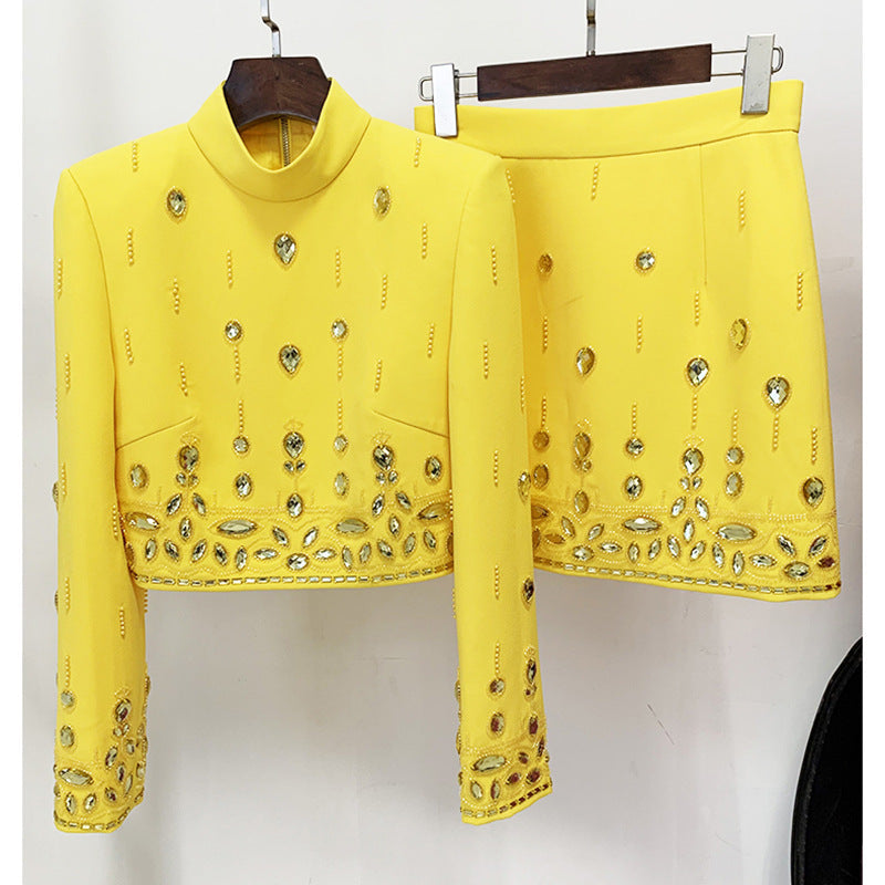 Diamond Inlaid Co-Ord Set with Mini Skirt