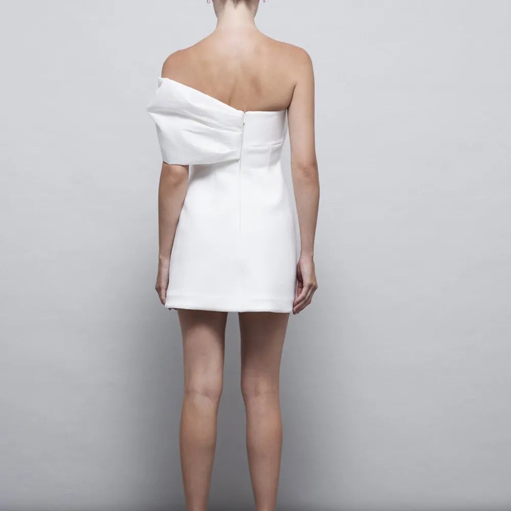 Chic Off-Shoulder Mini Dress with Bow Detail - Chiccharm