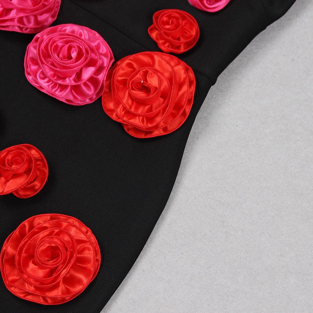 Rose Cascade Illusion Dress
