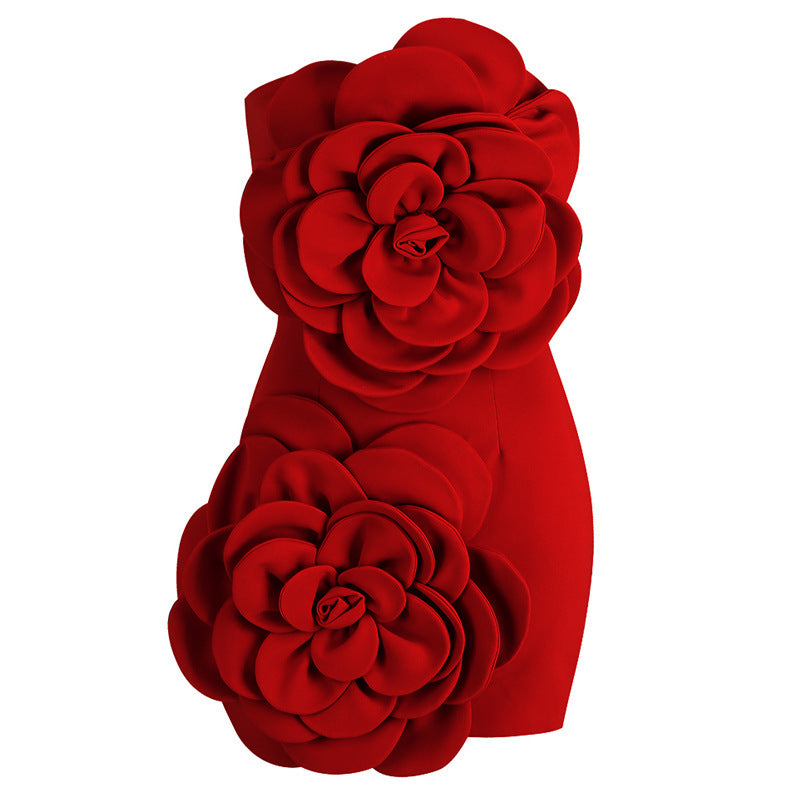 Bold Bloom Strapless Mini Dress
