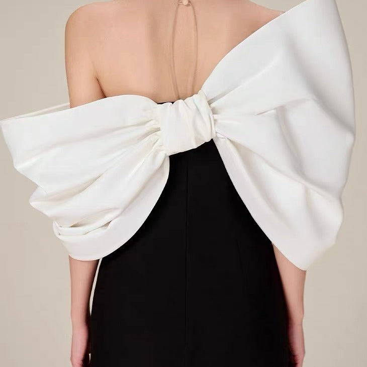 Elegant Off-Shoulder Bow-Back Evening Dress - Chiccharm