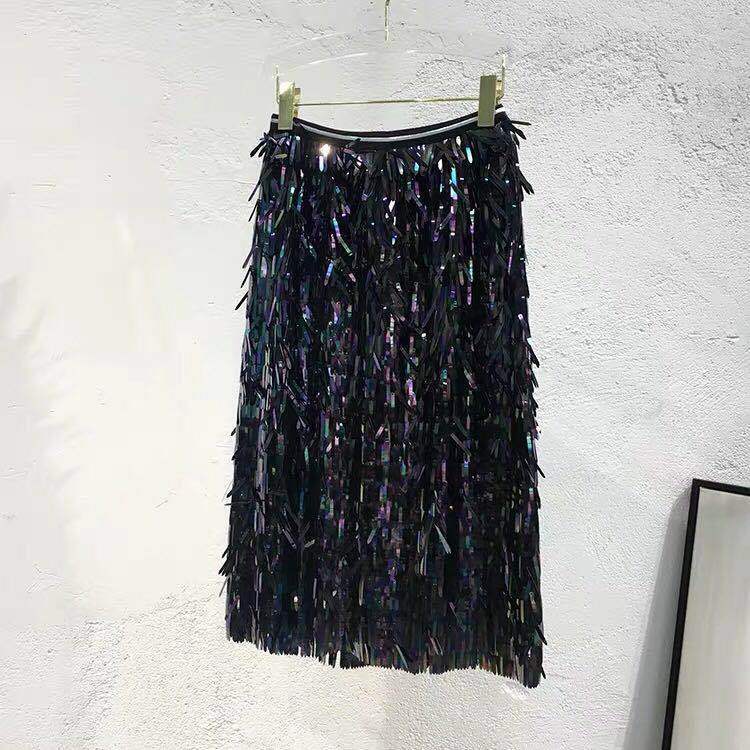 Artistic Metallic Fringe Skirt
