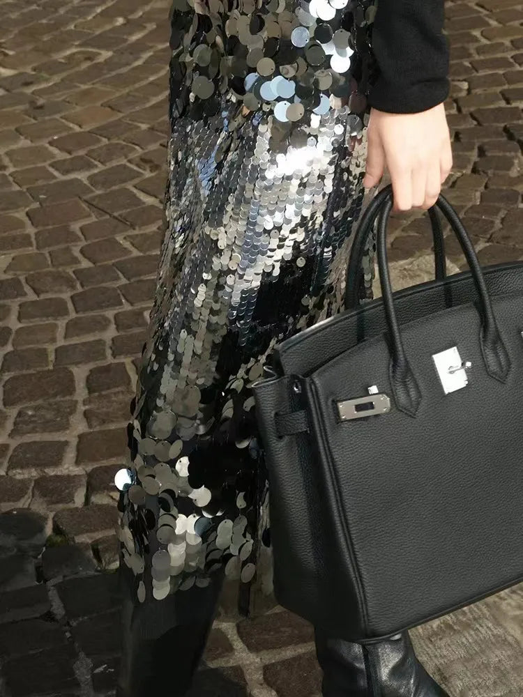 Artistic Sequin Midi Skirt