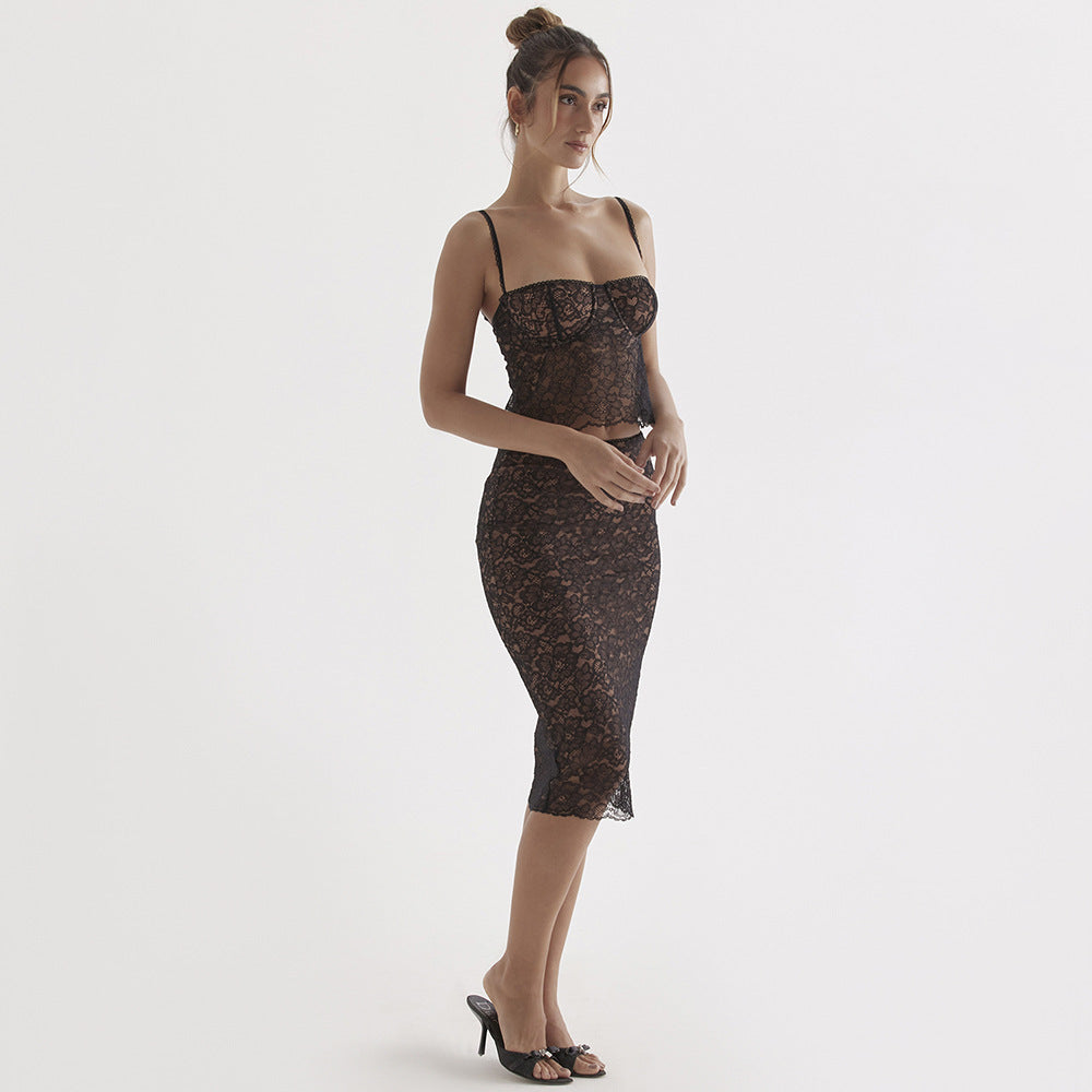 Lace Sling Slim Fit Two-piece Suit - Chiccharm