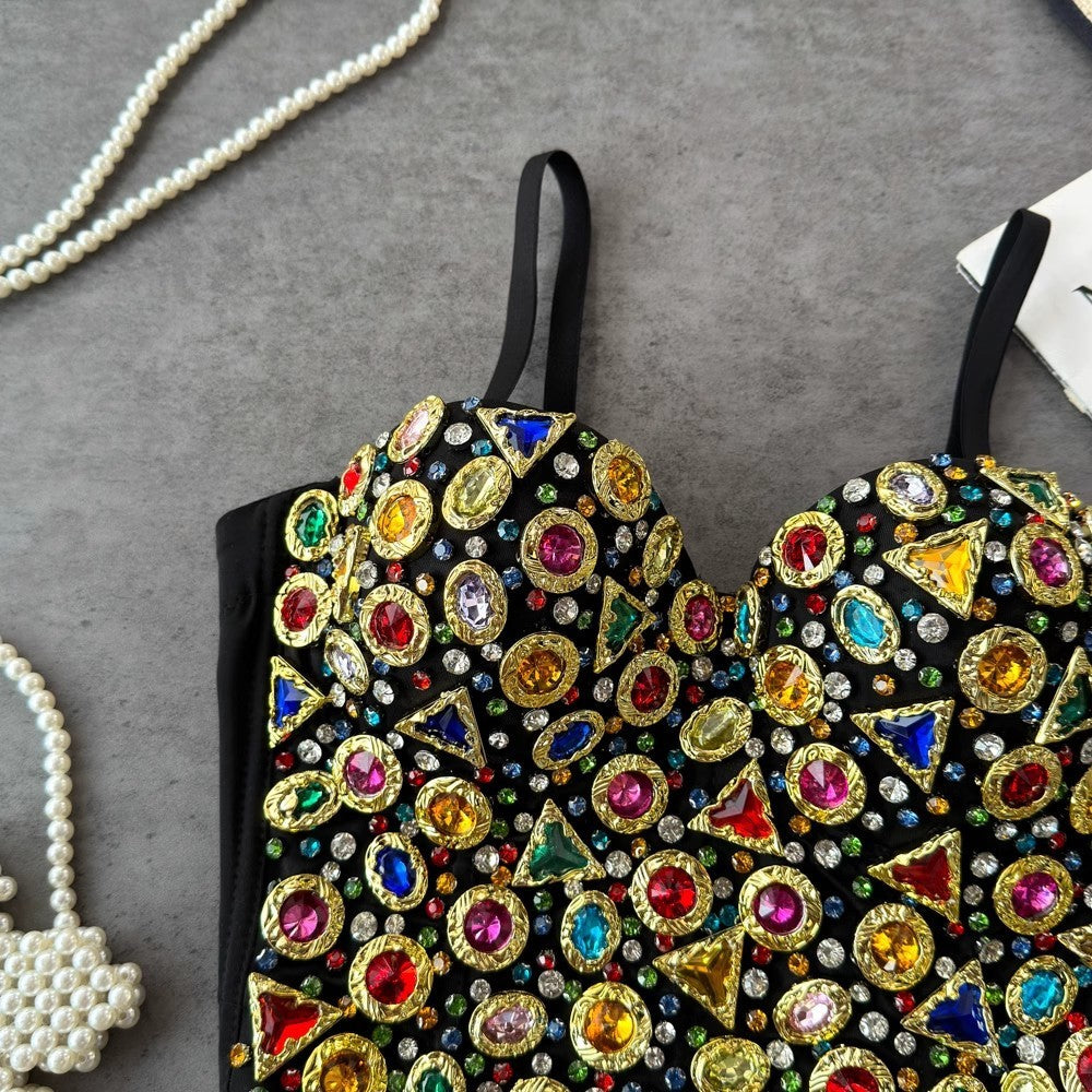 Gemstone Embellished Bustier Top