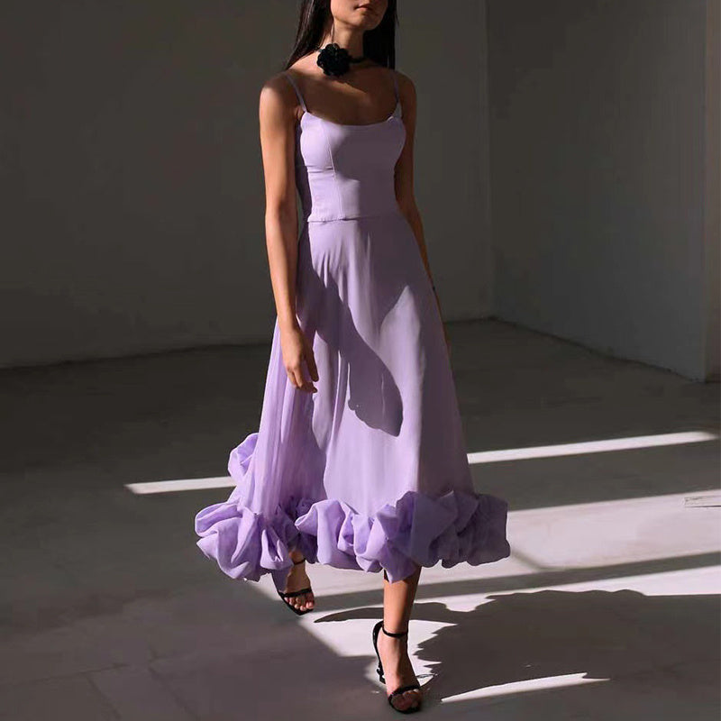 Elegant Ruched Hem Midi Dress - Chiccharm