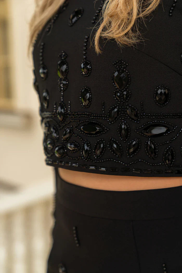 Diamond Inlaid Co-Ord Set with Mini Skirt