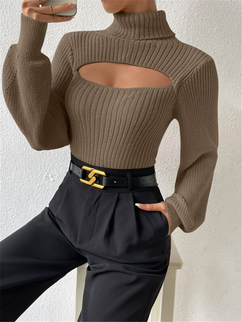 Loose High Collar Hollow Sweater