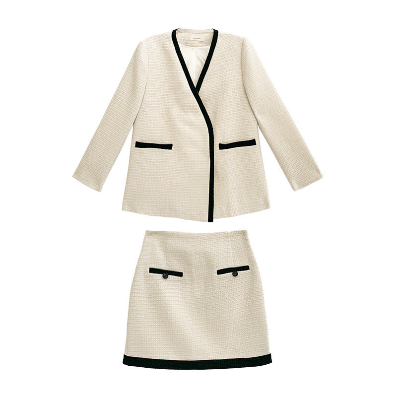 V-Neck Blazer and Mini Skirt Set - Chiccharm