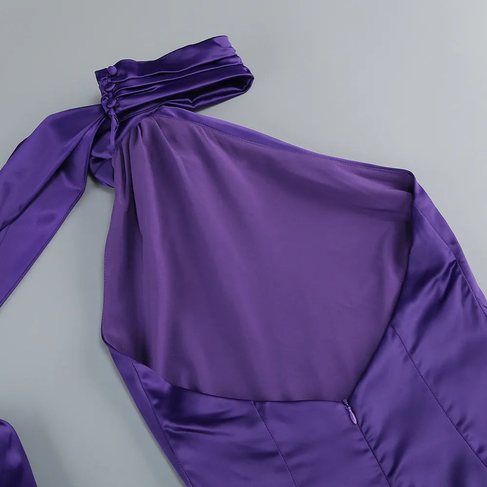 Amethyst Bloom Satin Gown