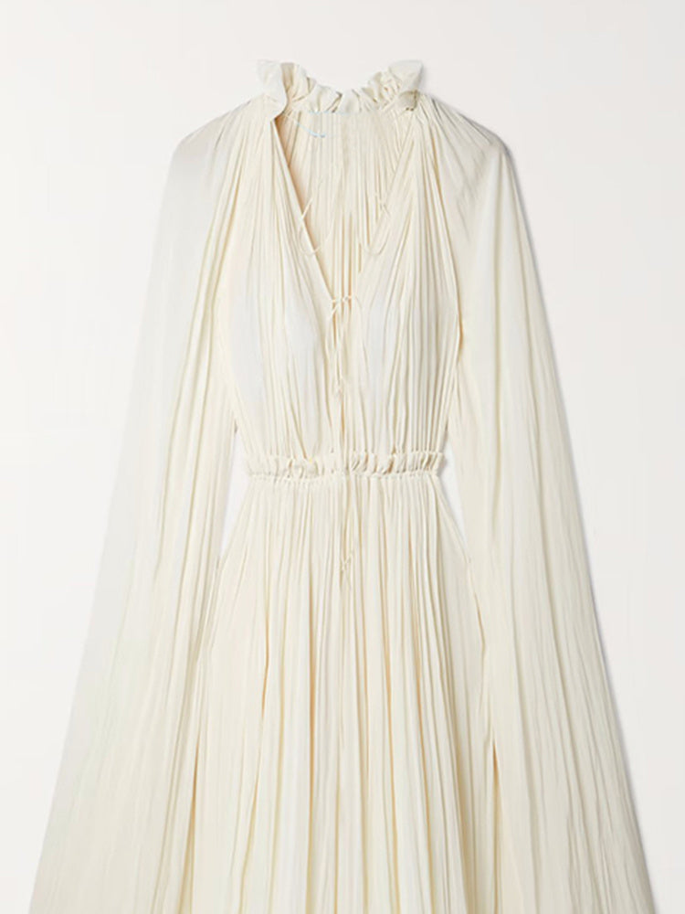 Flowing Ruffle Cape Cloak Dress