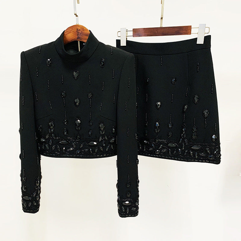 Diamond Inlaid Co-Ord Set with Mini Skirt