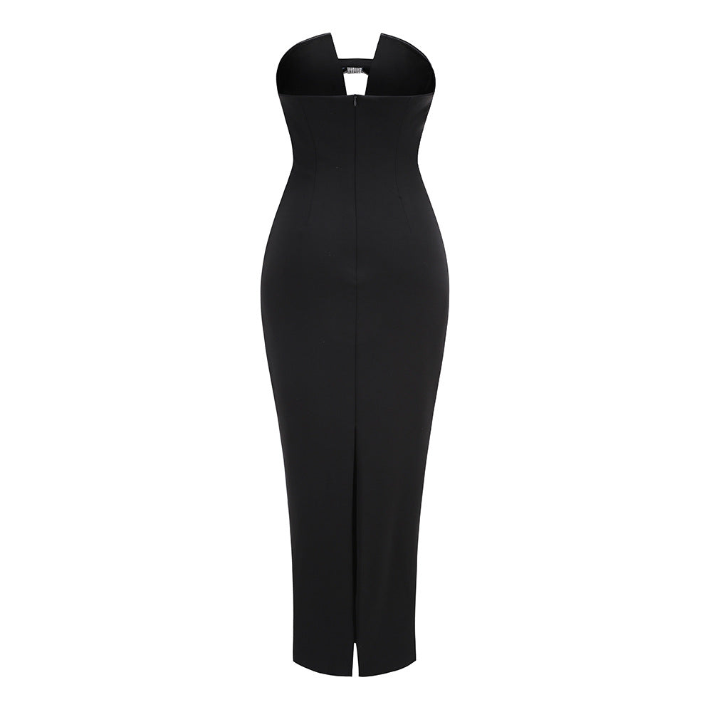 Strapless Black Tie Elegance Midi Dress