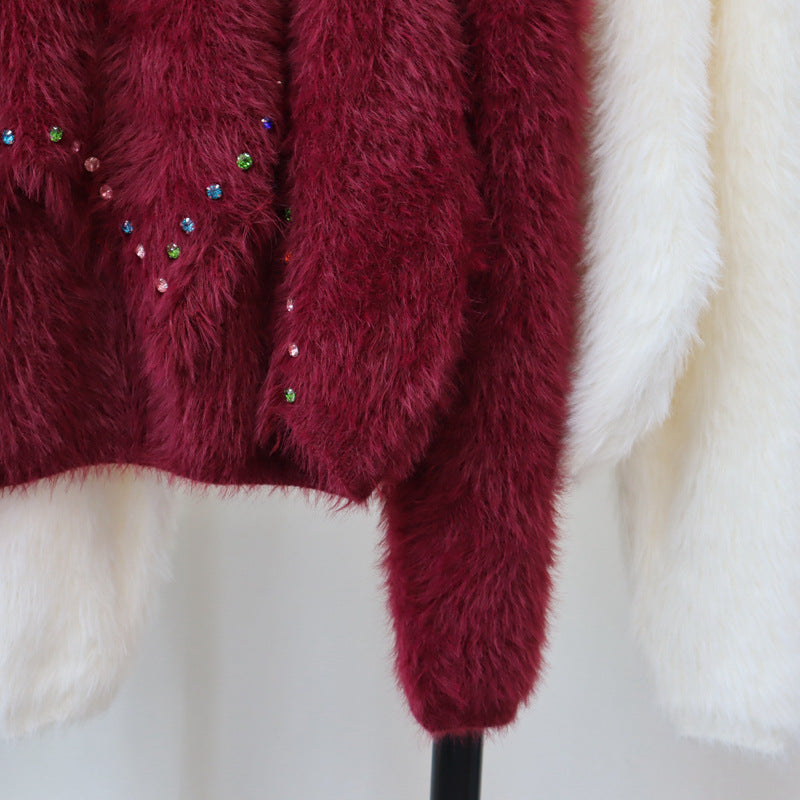 Irregular Faux Fur Knitted Sweater
