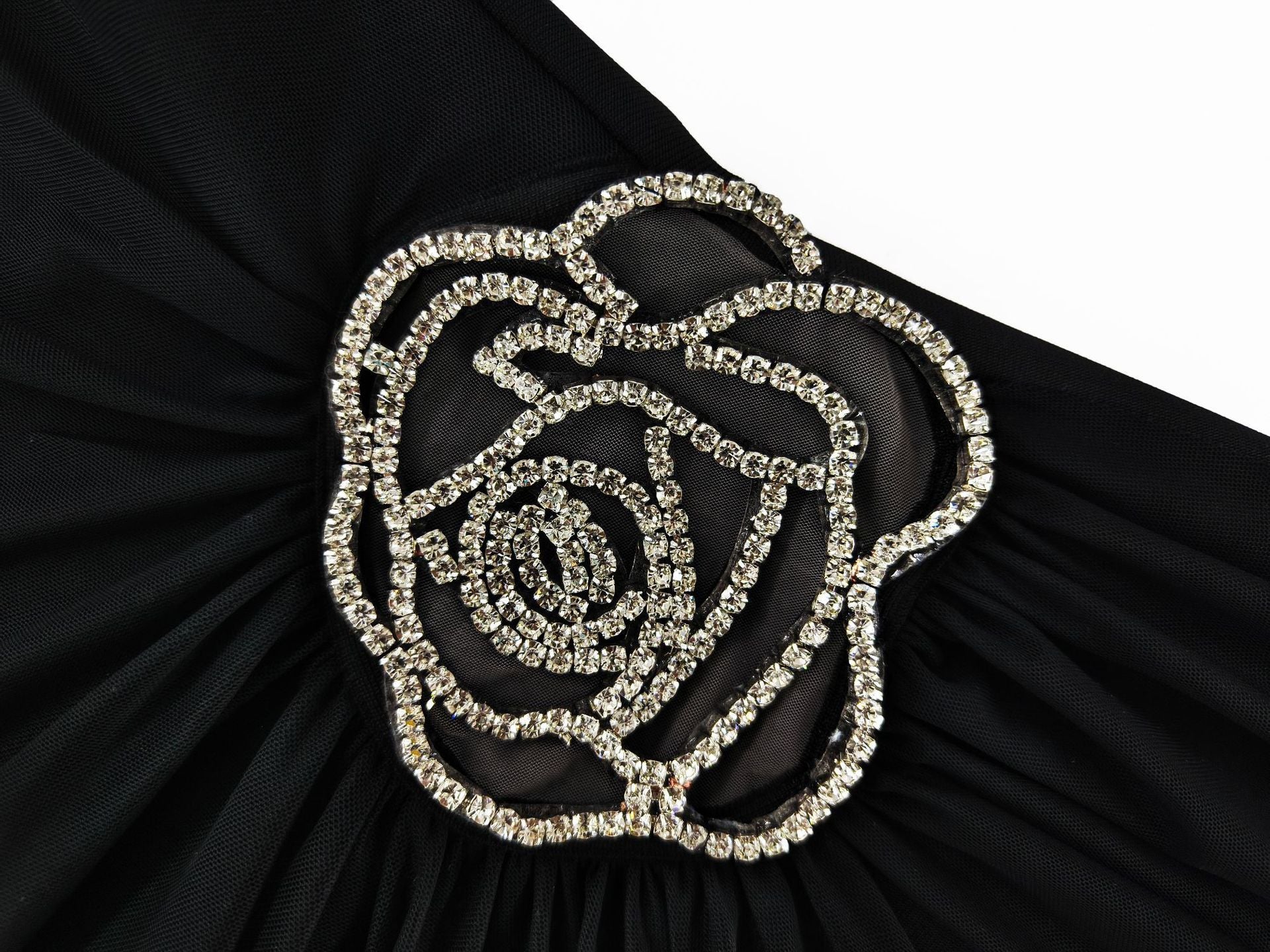 One-Shoulder Ruched Mini Dress with Embellishment - Chiccharm