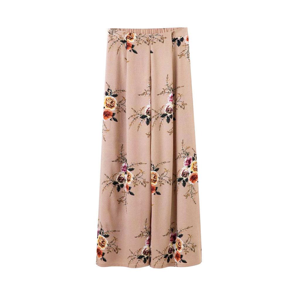 Chiffon printing split loose wide leg pants - Chiccharm