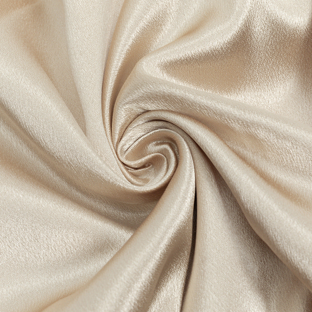 Off-Shoulder Satin Ruched Midi Dress - Chiccharm