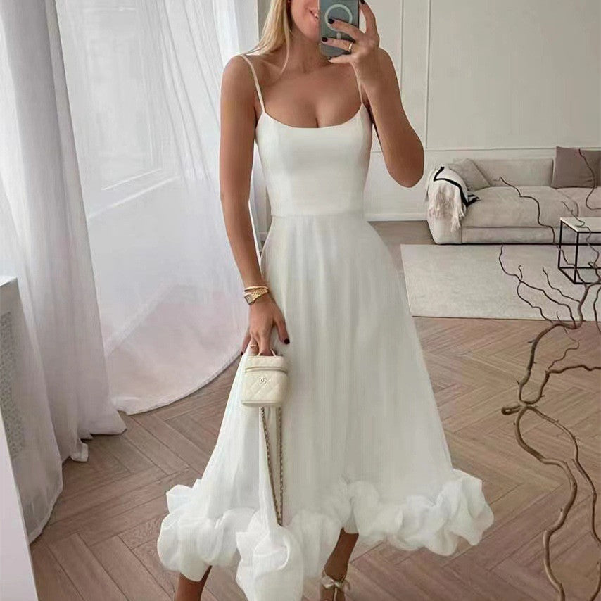 Elegant Ruched Hem Midi Dress - Chiccharm
