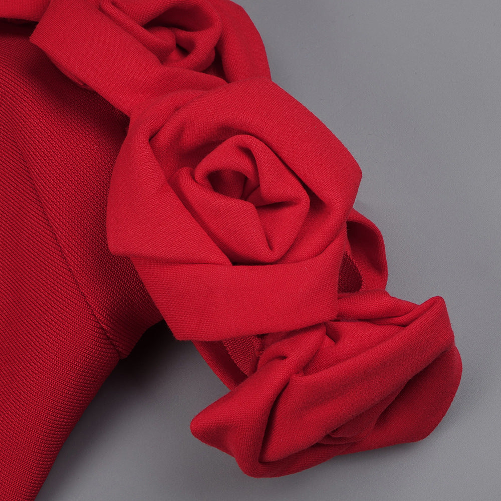 Red Rose Off-Shoulder Mini Dress