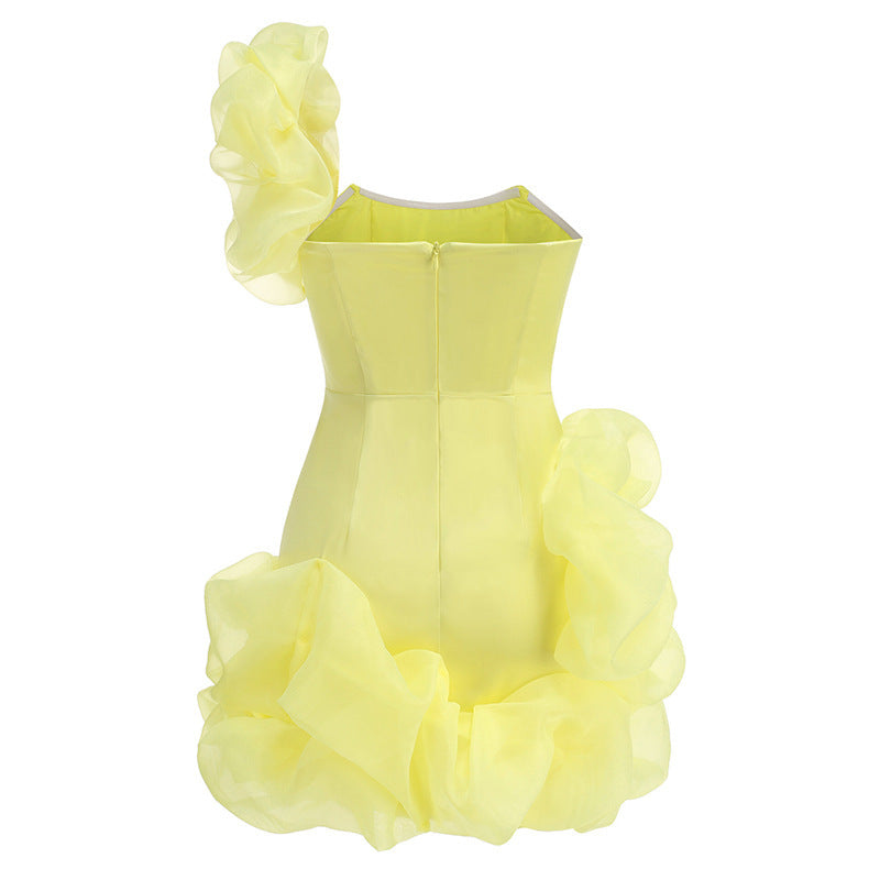 Ruffled Yellow Party Dress