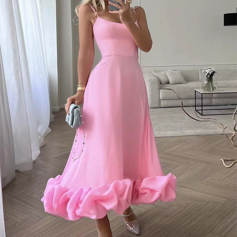 Elegant Ruched Hem Midi Dress - Chiccharm