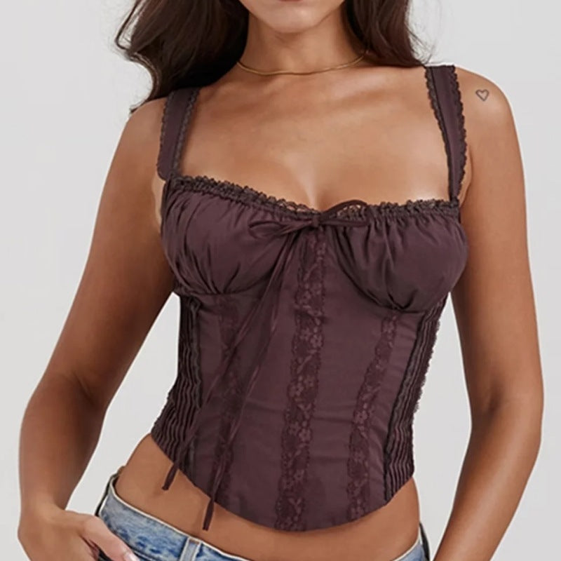 Lace-Trim Corset Style Top