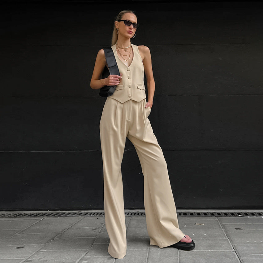 Halter Vest Wide-Leg Suit - Chiccharm