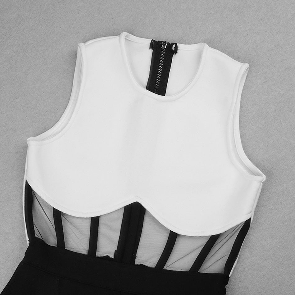 Sleeveless Sheer Panel Jumpsuit