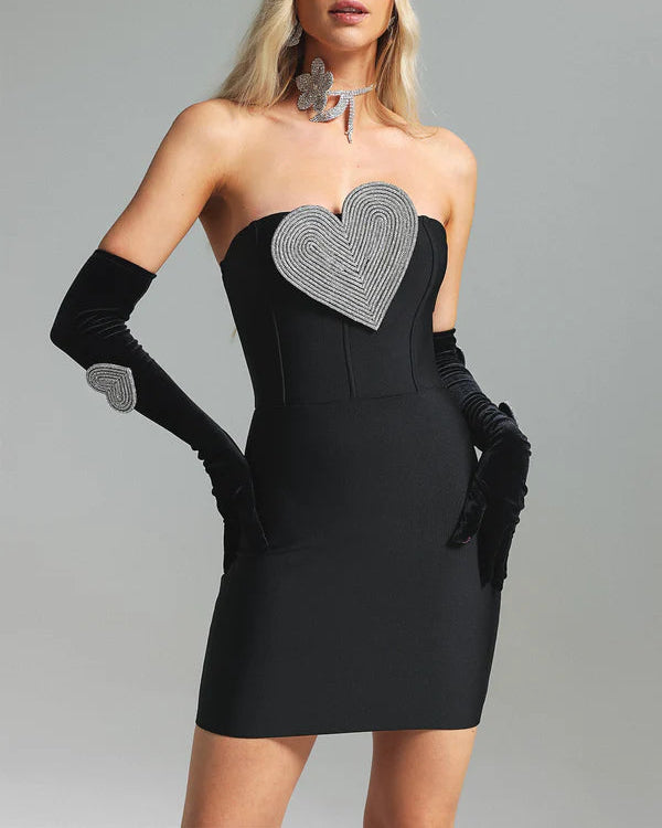 Glamorous Heart-Detail Evening Gown