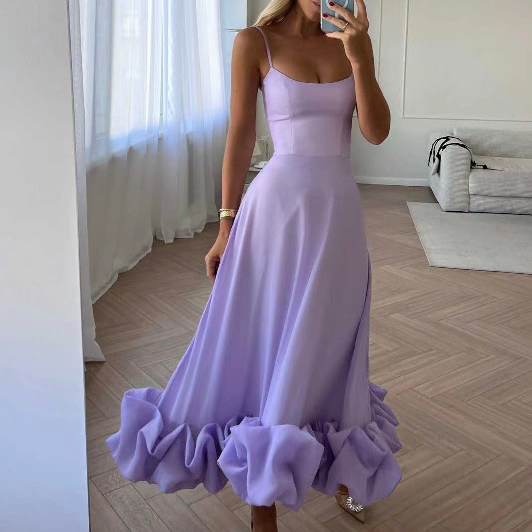 Elegant Ruched Hem Midi Dress - Chiccharm