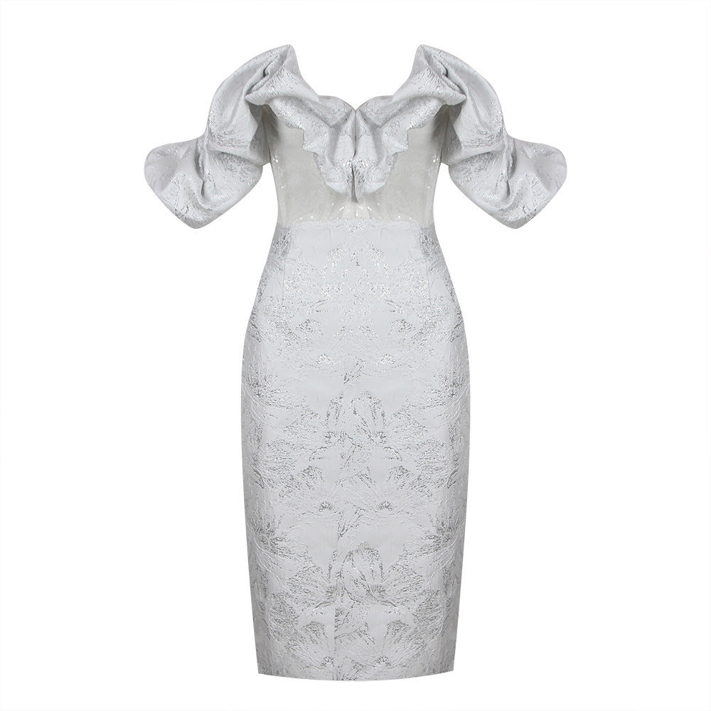 Ivory Elegance Ruffled Corset Dress