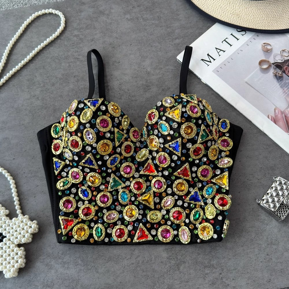 Gemstone Embellished Bustier Top