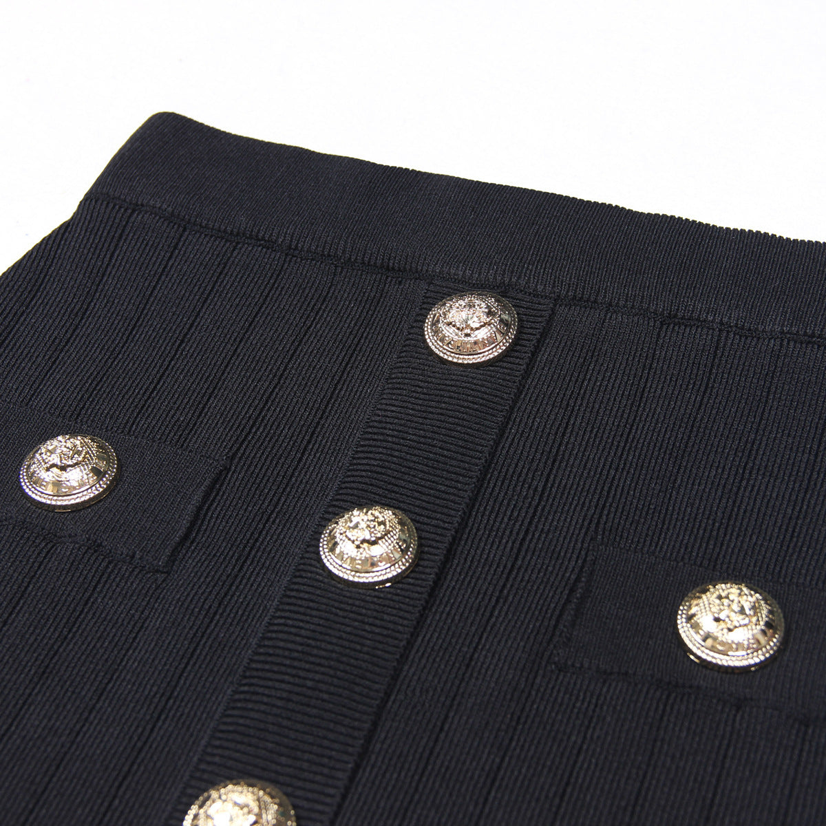 Gold Buttoned Mini Skirt