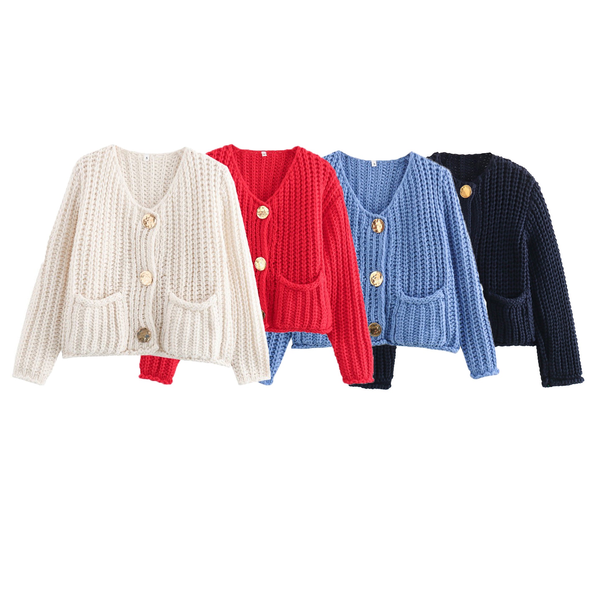 Thick-Knitted Short buttoned-Pullover