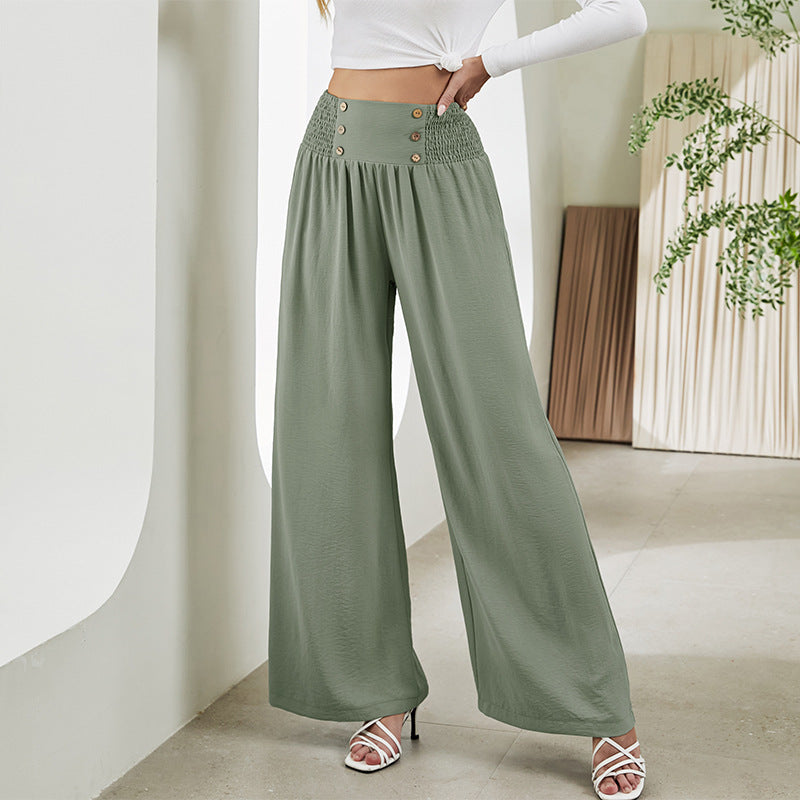Straight Wide Leg Pants Elastic High Waist - Chiccharm